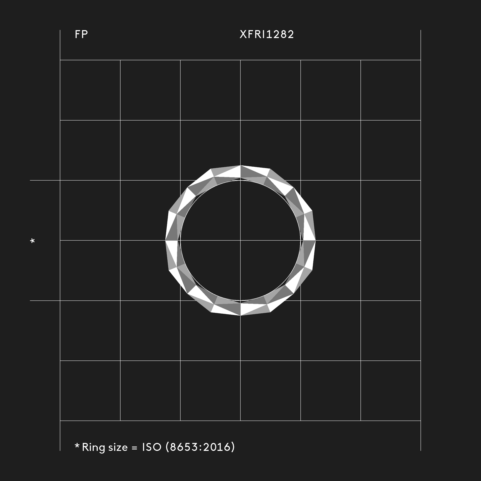 Fein facettierter Ring XFRI1282 mit 128 Facetten — grafisch inspirierter Schmuck von Fine Principles, klar, modern und nachhaltig.