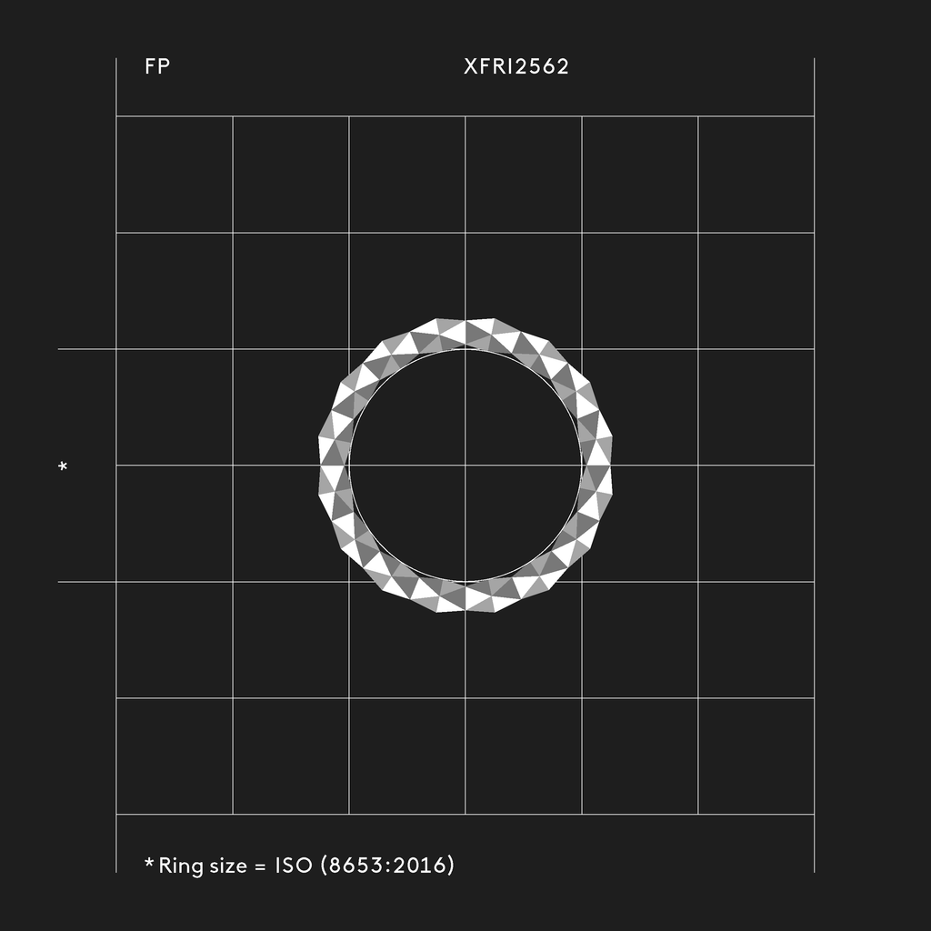 Eleganter Ring XFRI2562 mit klarer Formsprache — 256 Facetten, minimalistischer Ausdruck und grafische Geometrie vom Schmucklabel Fine Principles.