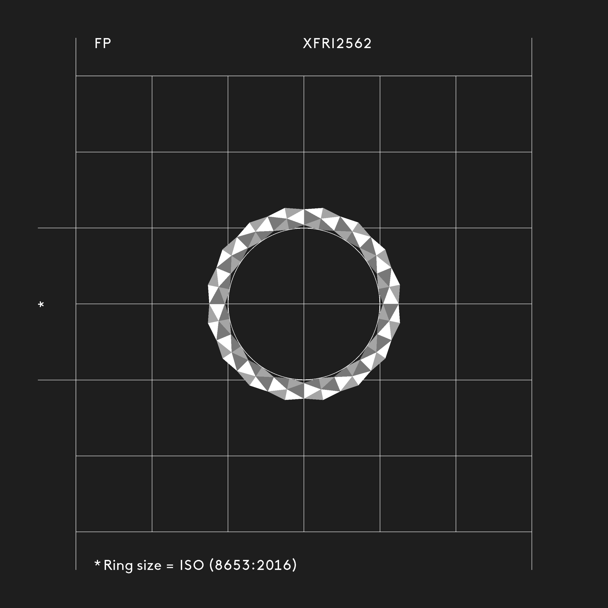Eleganter Ring XFRI2562 mit klarer Formsprache — 256 Facetten, minimalistischer Ausdruck und grafische Geometrie vom Schmucklabel Fine Principles.